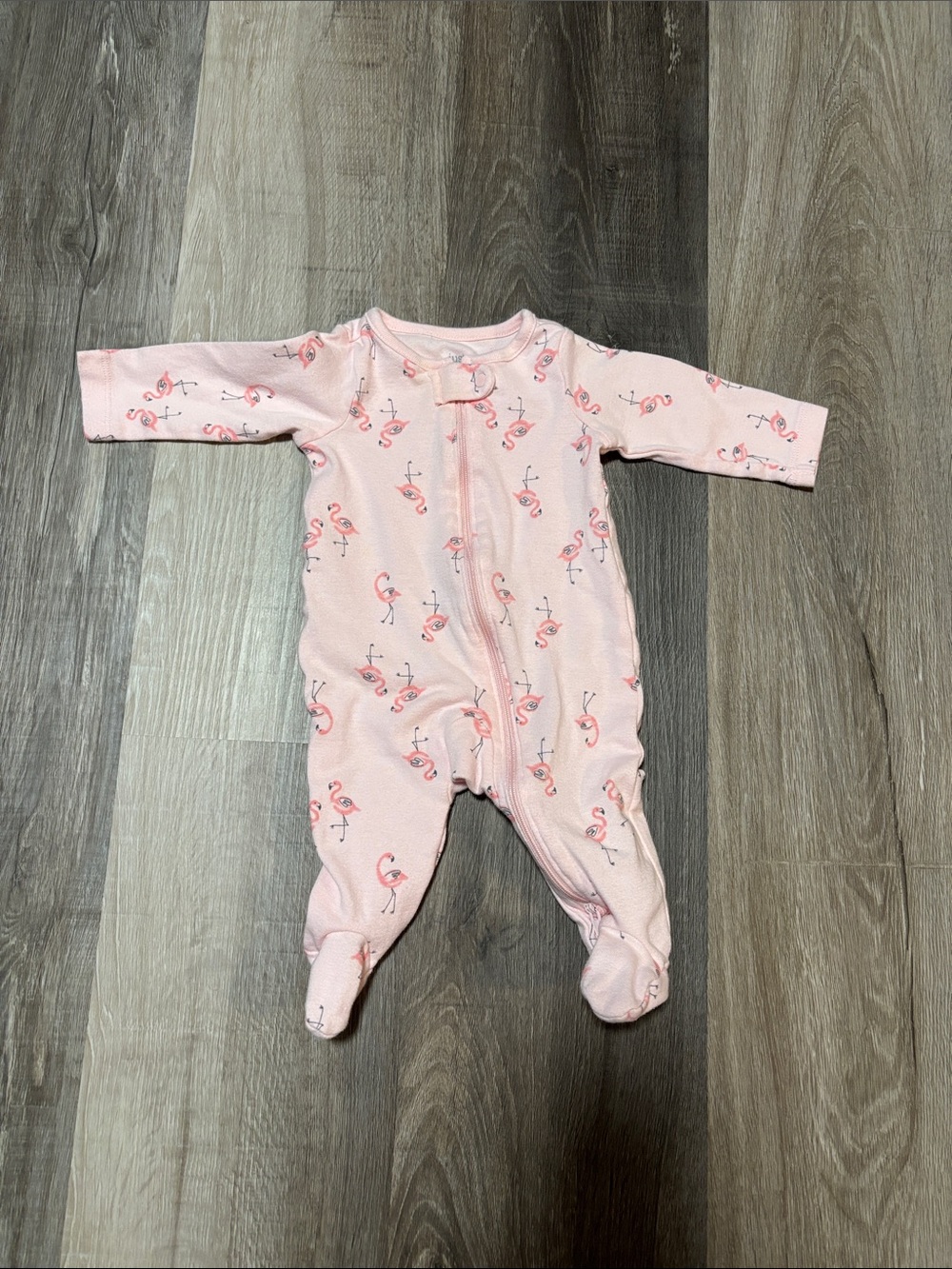 Pink Flamingo Footed One-Piece Pajama for Babies